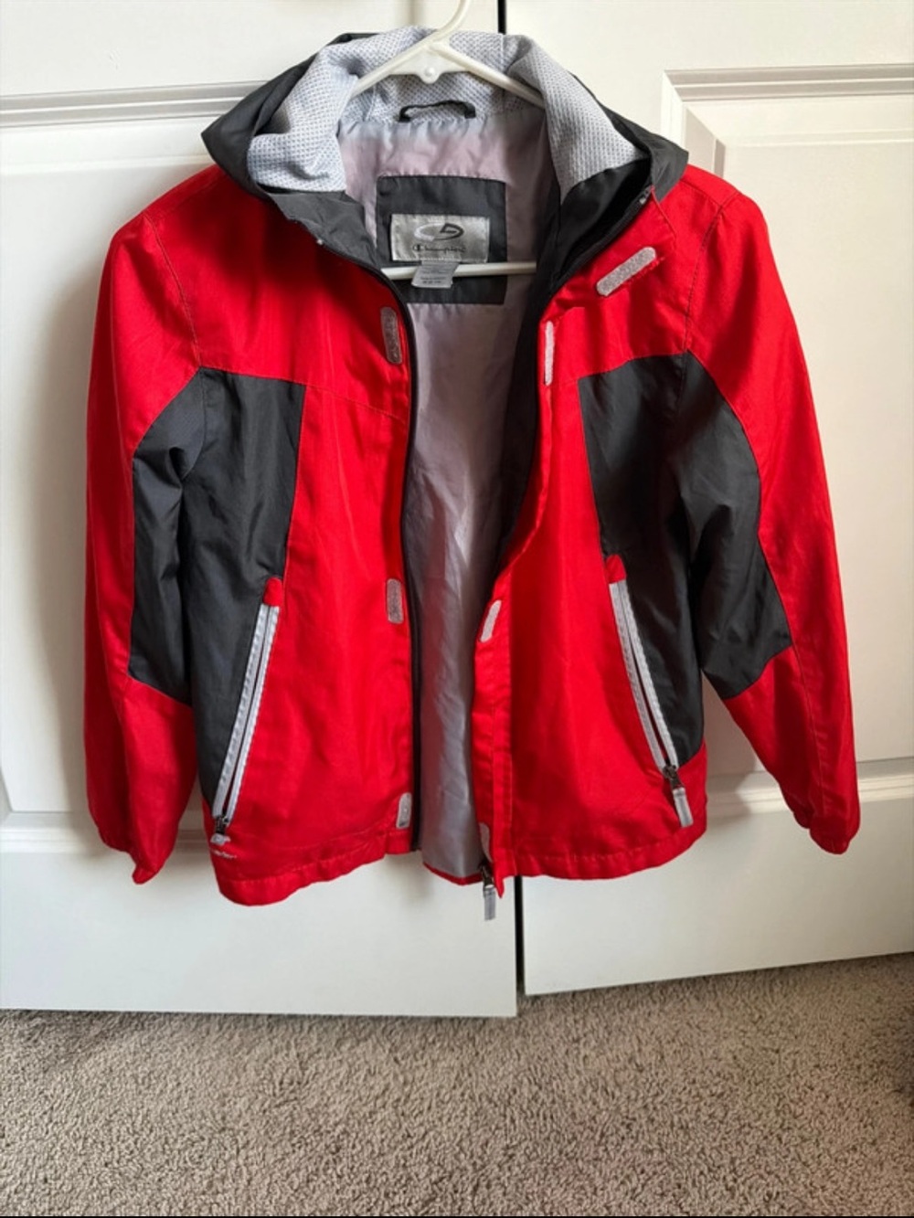 Champion Kids Red and Gray Waterproof Jacket Medium
